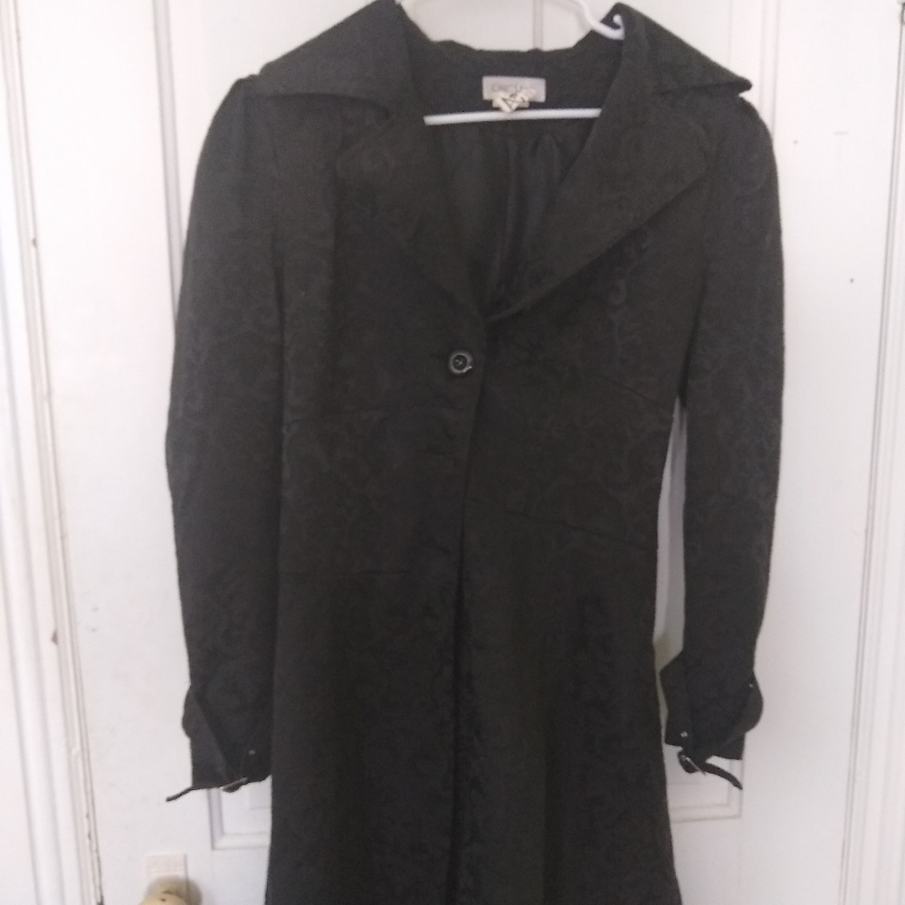Black Gothic Jacqard Back Lace Up Blazer
